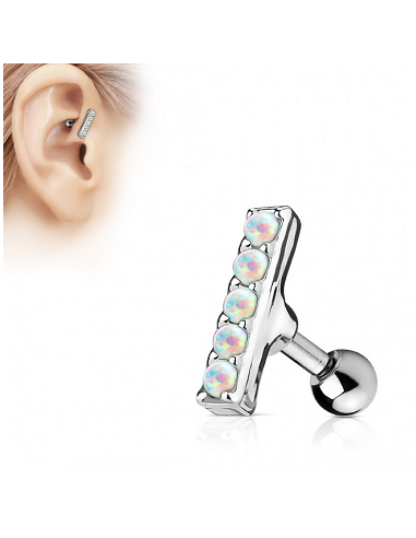 Bekentenis mogelijkheid Succes Helix Piercing staafje met vijf opaal steentjes Een mooie oorpierci...