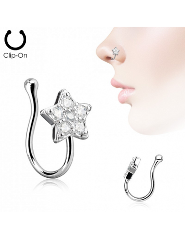 Non-Piercing Nose Clip Star with Clear Gems