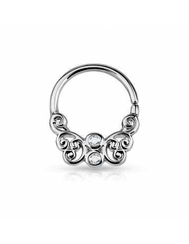 Piercing Ring CZ Centered Butterfly Filigree