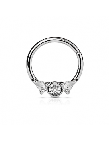 Piercing Ring round and teardrop shaped CZ gems Prong Set