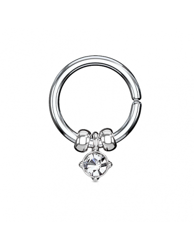 Piercing Ring Removable Prong Set Crystal and Steel Beads