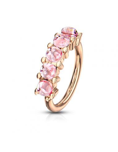 Piercing ring rose goud gelaagd met opaal steentjes