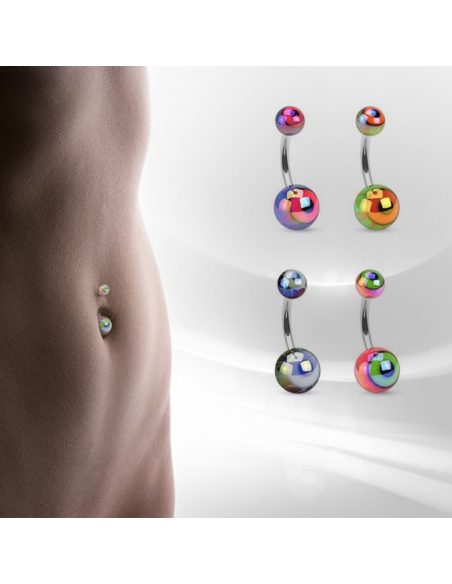 316L Surgical Steel Green Metallic Coated Eyeball Belly Ring 