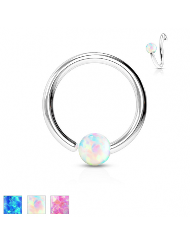 Ball closure piercing ring opaal balletje