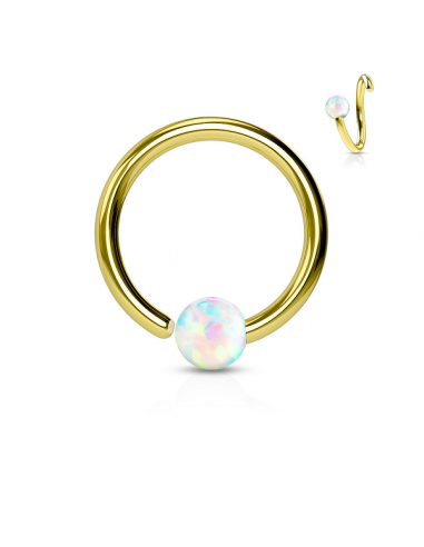 Captive Bead Ring Ball Closure Ring Gold plated Opal Ball