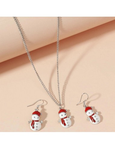 Set Necklace and Earrings Snowman
