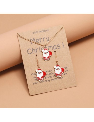 Set Necklace and Earrings Santa Claus