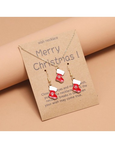 Set Necklace and Earrings santa boot