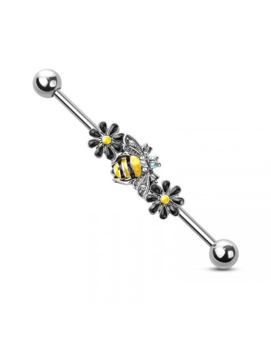 Industrial Barbell bee with flowers