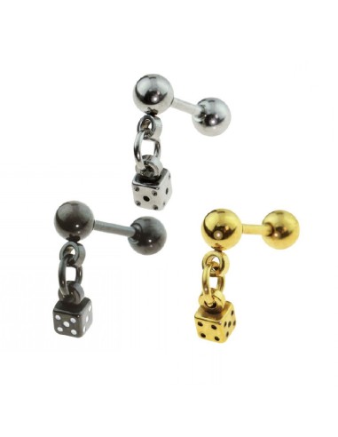 Earring Barbell Tragus Helix Stud Chain Dice