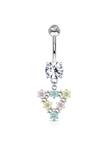 Navel Ring with Flower Triangle